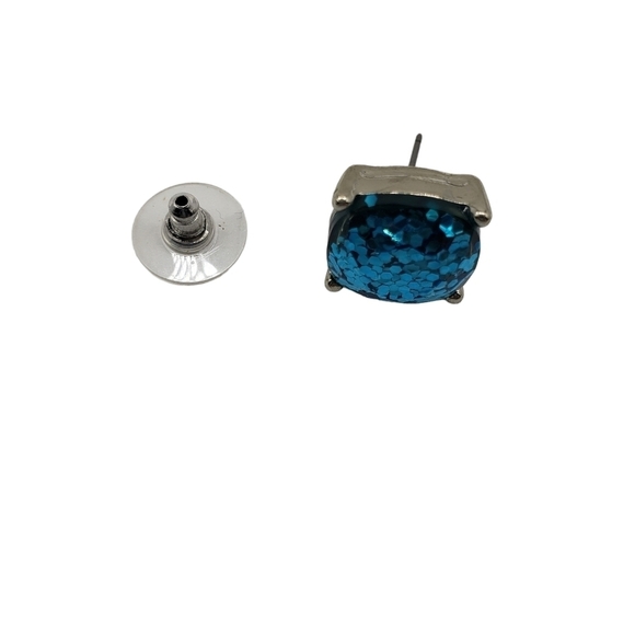 Chunky Blue Sparkle Stud Earrings - Picture 2 of 5